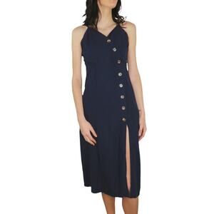 Urban Romantics Anthropologie Navy Blue Dress with Buttons
